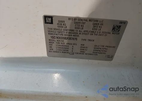 2016 Chevrolet Silverado 2500Hd High Country from USA, damaged, VIN 1GC1KXE89GF267876